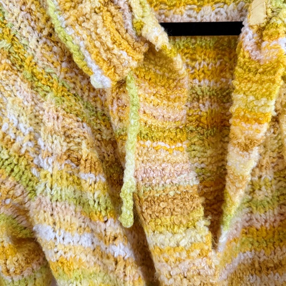 Vintage Hand Knit Yellow Belted Cardigan Sweater Jacket - Picture 3 of 6